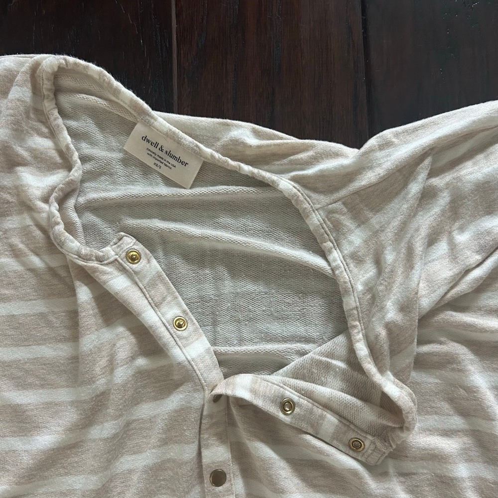 Dwell & Slumber Caftan Dress Tan White Stripe Nursing Maternity XS/S relaxation - Picture 7 of 7